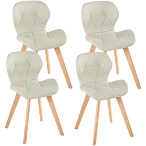 Set van 4 eetkamerstoelen van stof, beige