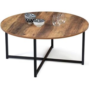 Salontafel, rond, dagton, 80 cm, antieke look, industrieel design