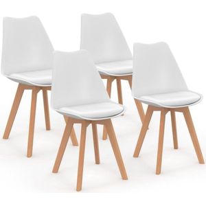 Set van 4 Scandinavische stoelen SARA wit voor eetkamer