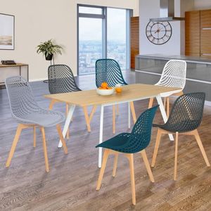 Set met 6 stoelen Mandy Mix Color wit, lichtgrijs, 2 x eendenblauw, 2 x donkergrijs