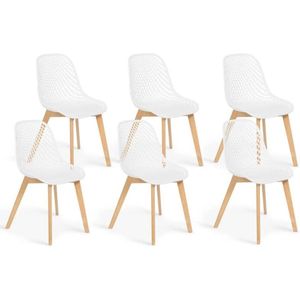 Set van 6 witte Mandy stoelen voor eetkamer