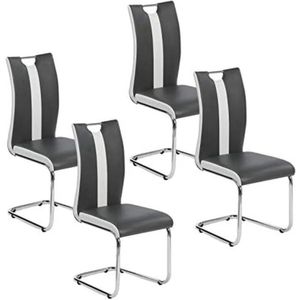 Set van 4 PIA stoelen in grijs en wit voor eetkamer