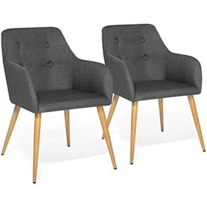 Set van 2 Scandinavische eetkamerstoelen, Dania, antracietgrijs