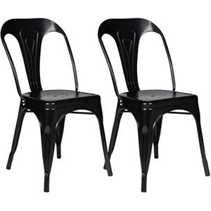 2 stuks stoelen Leny metaal zwart mat stapelbaar in brut Factory look