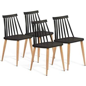 Set van 4 zwarte Lily eetkamerstoelen