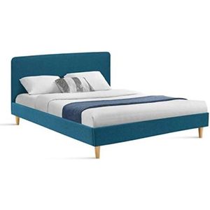 Tweepersoonsbed, Scandinavisch, Balta, 140 x 190 cm, stof, eendenblauw