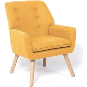 Scandinavische fauteuil NAT van stof, mosterdgeel