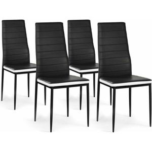 Set van 4 zwarte Romane stoelen hoofdband wit voor eetkamer