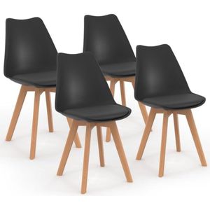 Set van 4 Scandinavische stoelen SARA zwart voor eetkamer