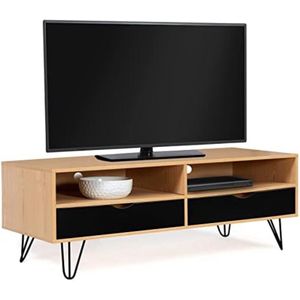 Vintage tv-kast Noemi met 2 laden, hout, penvoet 113 cm