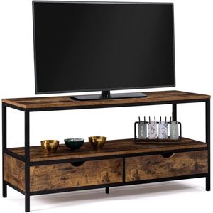 TV-kast Dayton met 2 laden, hout, antiek effect, industrieel design, 113 cm