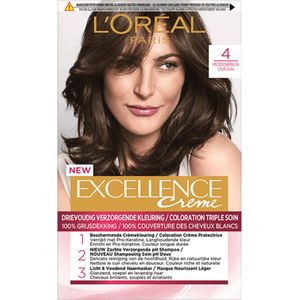 3x L'Oréal Excellence Crème Permanente Crèmekleuring 4 Middenbruin