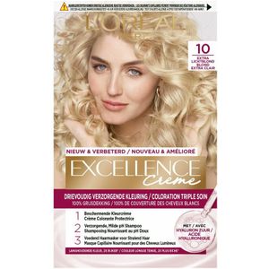 3x L'Oréal Excellence Crème Permanente Crèmekleuring 10 Extra Lichtblond