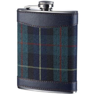 Premier Housewares 508266 heupfles voor heren, 35,6 x 25,4 x 3 cm, groen met gestikte leren rand en tartanstof