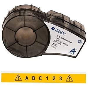 Brady Vinyl Label Tape voor Label Printer M211 & M210 - Zelfklevende Vinyl Printer Labels - Industriële Label Tape voor Kabel/Naam Labels - Zwart op Geel (9,53mm x 6,40m) - M21-375-595-YL