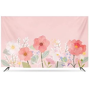 Indoor TV-hoes voor 32 ""- 80"" platte schermen, universele bloemenpatroon stofdichte schermbeschermer voor LCD, LED, plasma flatscreen-tv (maat: 42 inch, kleur: roze)