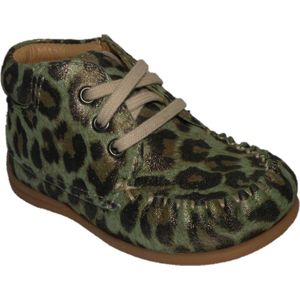 Koel 4 Kids - Mocassin - Groen met Glitter en Luipaard Print - Leder