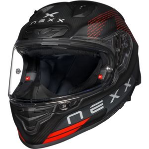 Nexx X.R3R Pro FIM Evo Carbon, integraalhelm, Mat Zwart/Grijs/Rood, S