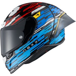Nexx Helmet X.R3R GLITCH RACER BLUE.RED (60-L), blauw/rood/zwart, S