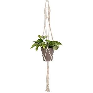 Artevasi Macramé plantenhangers, wandhangende plantenbakken voor binnen, handgemaakt katoenen touw, houder voor bloempotten (39 inch, wit)