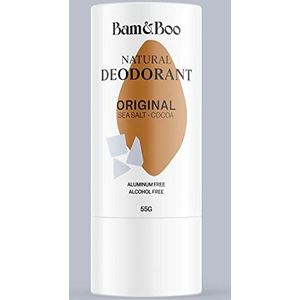 BAM&BOO Natuurlijke deodorantstick | Origineel - Zeezout & Cacao | Natuurlijk en Veganistisch | Aluminiumvrij, alcoholvrij, parabenenvrij, plasticvrij | Laatste 2 maanden