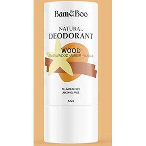 BAM&BOO Natuurlijke deodorantstick | Hout - Sandelhout, Amber & Vanille | Natuurlijk en Veganistisch | Aluminiumvrij, alcoholvrij, parabenenvrij, plasticvrij | Laatste 2 maanden