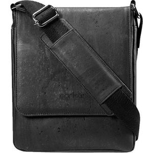 Corkor CK264 Messenger Bag Medium Black - Heren - Vegan - Handgemaakt