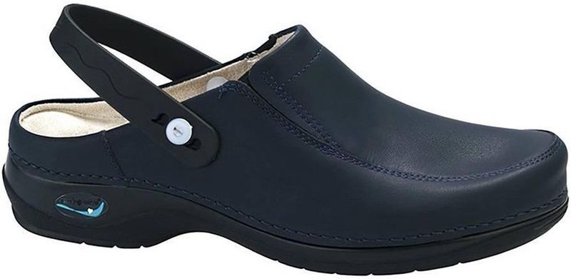 Gevavi - Wash&Go Open Elastiek - Medische Klomp - Blauw - Leer