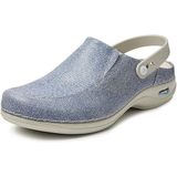 Medische Klomp - Grijs Bloem - Leer - Wasbaar tot 30 graden