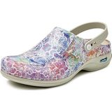 Medische Klomp - Grijs Bloem - Leer - Wasbaar tot 30 graden