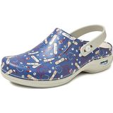 Medische Klomp - Grijs Bloem - Leer - Wasbaar tot 30 graden