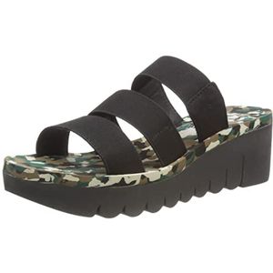 Fly London Yian845fly Wedge sandaal voor dames, Zwarte Camouflage, 36 EU