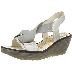 Fly London Yait366fly Wedge sandaal voor dames, Zilver, 41 EU