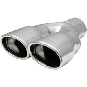 Uitlaatsierstuk RVS Dubbel ovaal - Passend 48-60mm