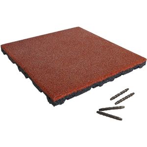 Rubber tegel met pen- en gat verbinding 50x50 cm - 55 mm - Rood