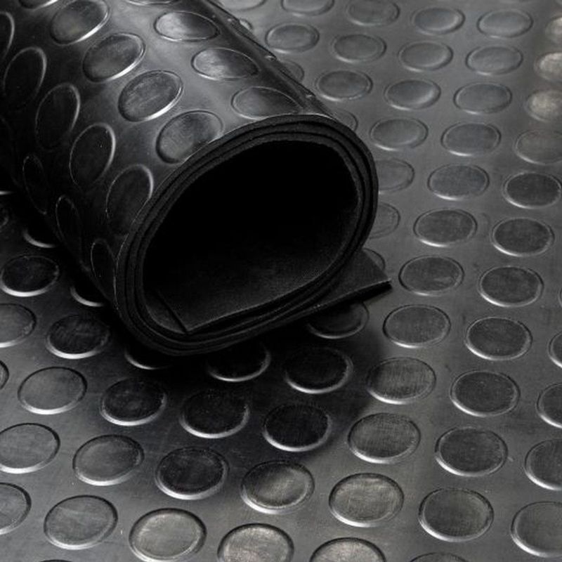 Rubber loper / rubbermat op rol Noppen 3mm zwart - Breedte 120 cm - Ge