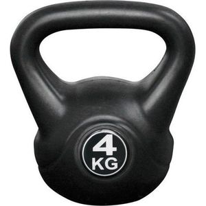 Kettlebell voor binnen en buiten - Kunststof - Zwart - 4 kg