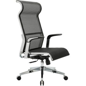 Vivol Bureaustoel met mesh-inzetstuk - vele ergonomische functies - zwart en chroom (lage rugleuning)