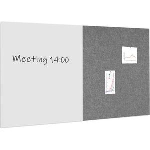 Whiteboard / Pinnwand-Paket 100x200 cm - 1 Whiteboard + 1 Akustikplatte - Grau