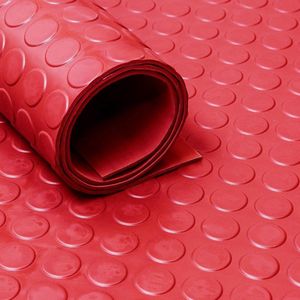 Rubber loper / rubbermat op rol Noppen 3mm rood - Breedte 120 cm - Geu