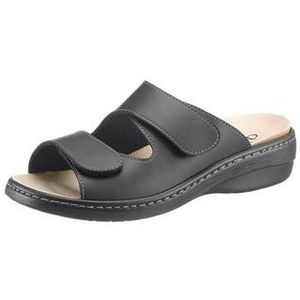 Classic - Gezondheidsslippers - Zwart - Imitatieleer - Klittenbandsluiting - Zeer Breed