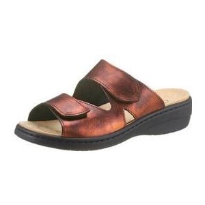 Gezondheidsslippers - Bronskleur - Gladleer - Klittenbandsluiting