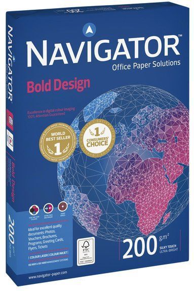 Kopieerpapier navigator bold design a4 200gr wit