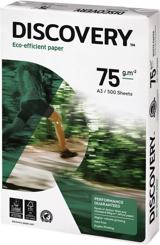 Discovery - Kopieerpapier A3 - Wit - 75gr - 500 Vel - 5 Stuks