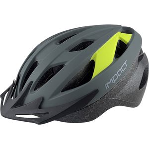IMPACT Super sterke en lekker comfortabele Fietshelm met verlichting- Grijs & Fluor Geel - Heren / Dames - Maat L- 58/61 cm- met LED