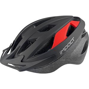 IMPACT Super sterke en lekker comfortabele Fietshelm met verlichting- Zwart & Rood - Heren/Dames - Maat L- 58/61 cm- met LED