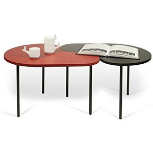 TemaHome Loop tafelset tafel set hout zwart rood 69 x 55 x 45 cm