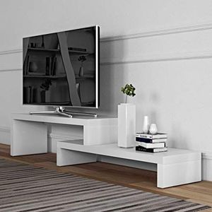 TEMAHOME Cliff 120 tv-tafel, minimalistisch design, echt houtfineer, eenvoudige montage hout wit gelakt L125/235xB38xH20/40 cm