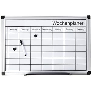 Bi-Office Maya, magnetische weekplanner, droog afwasbaar, met markers en magneten, planningsbord, 60 x 40 cm