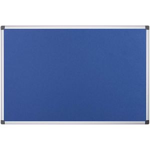 Bi-Office Maya Prikbord, Vilten Memobord Blauw, Geanodiseerd Aluminium Omlijsting, 90x60 cm